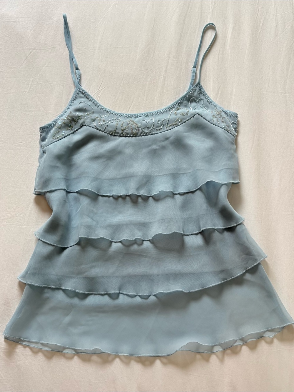 Vintage Beaded Ruffle Top